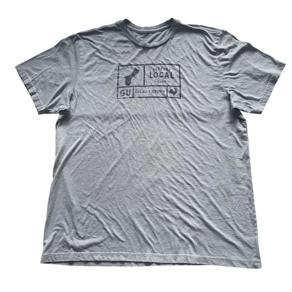 GUAM SUPPORT LOCAL SHIRT MENS LARGE GRAY LOCALLY GROWN ROOSTER GRAPHIC TEE